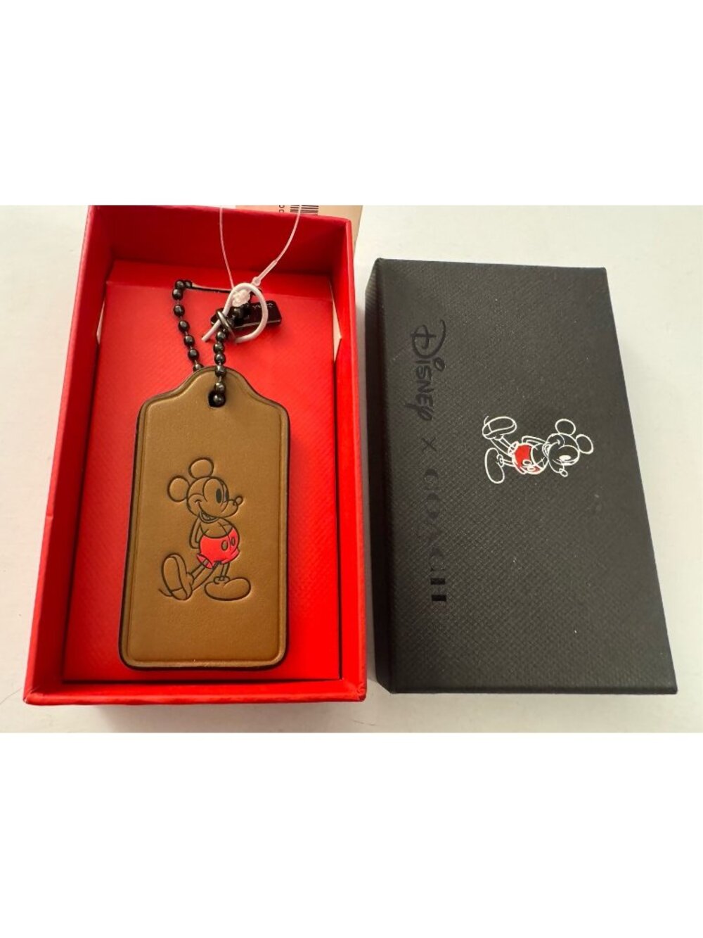 Disney x Coach Mickey Mouse Leather Hangtag Saddle Box New LF12
